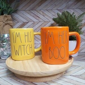 Rae Dunn Ceramic Mugs Set of 2 I'm Her Boo I'm His Witch